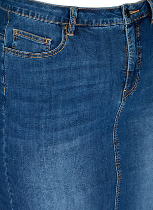 Denim midi skirt with slits, Dark blue denim, Packshot image number 2