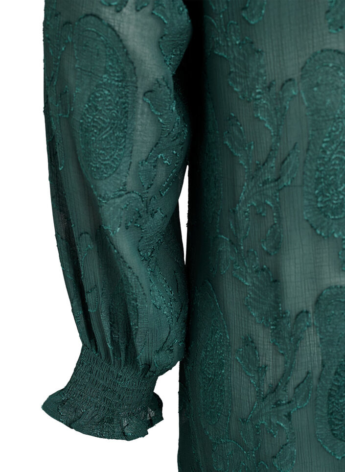 Tunic with a paisley texture and long sleeves, Green, Packshot image number 3