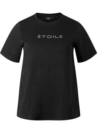 Organic cotton t-shirt with text, Black ÉTOILE, Packshot image number 0