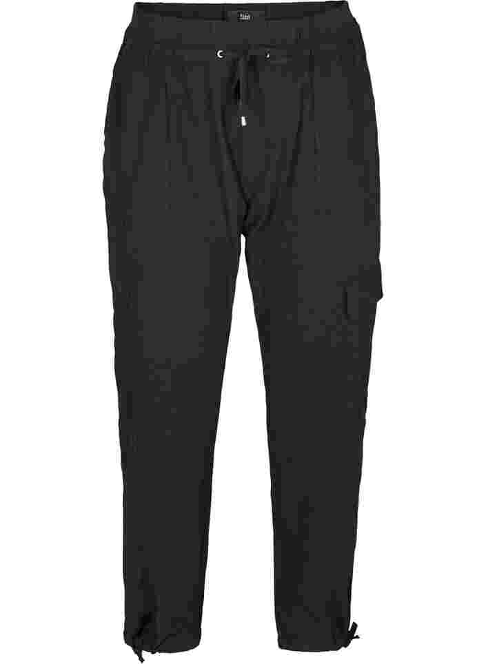 Loose cotton trousers, Black, Packshot image number 0