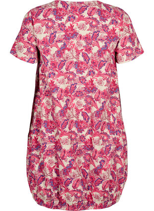 Short-sleeved, printed cotton dress, Raspberry S. Paisley, Packshot image number 1