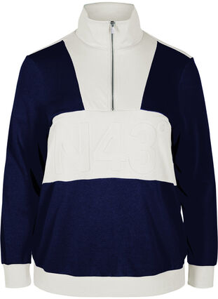 Colour-block sweatshirt, Night Sky/Off White, Packshot image number 0