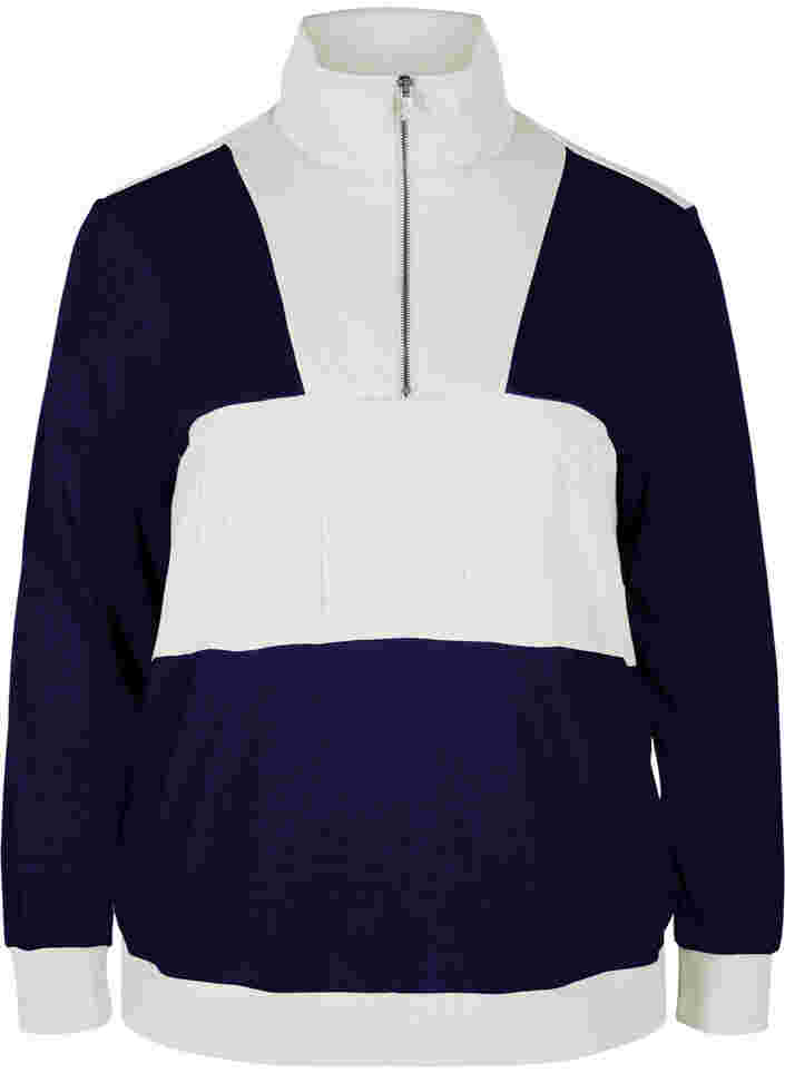 Colour-block sweatshirt, Night Sky/Off White, Packshot image number 0