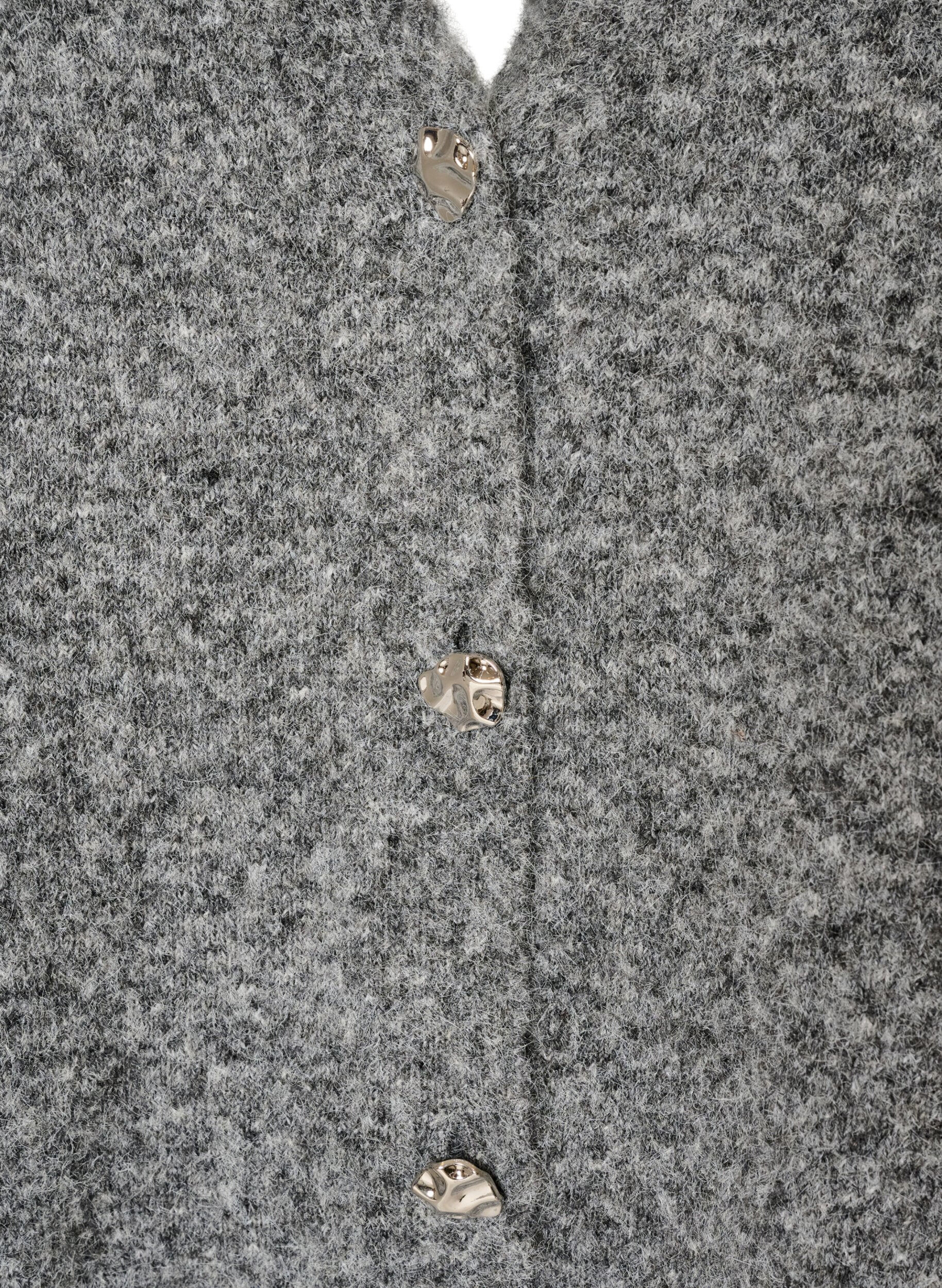 ZizzifashionKnitted vest with V-neck and decorative buttons, Grey, Packshot image number 2
