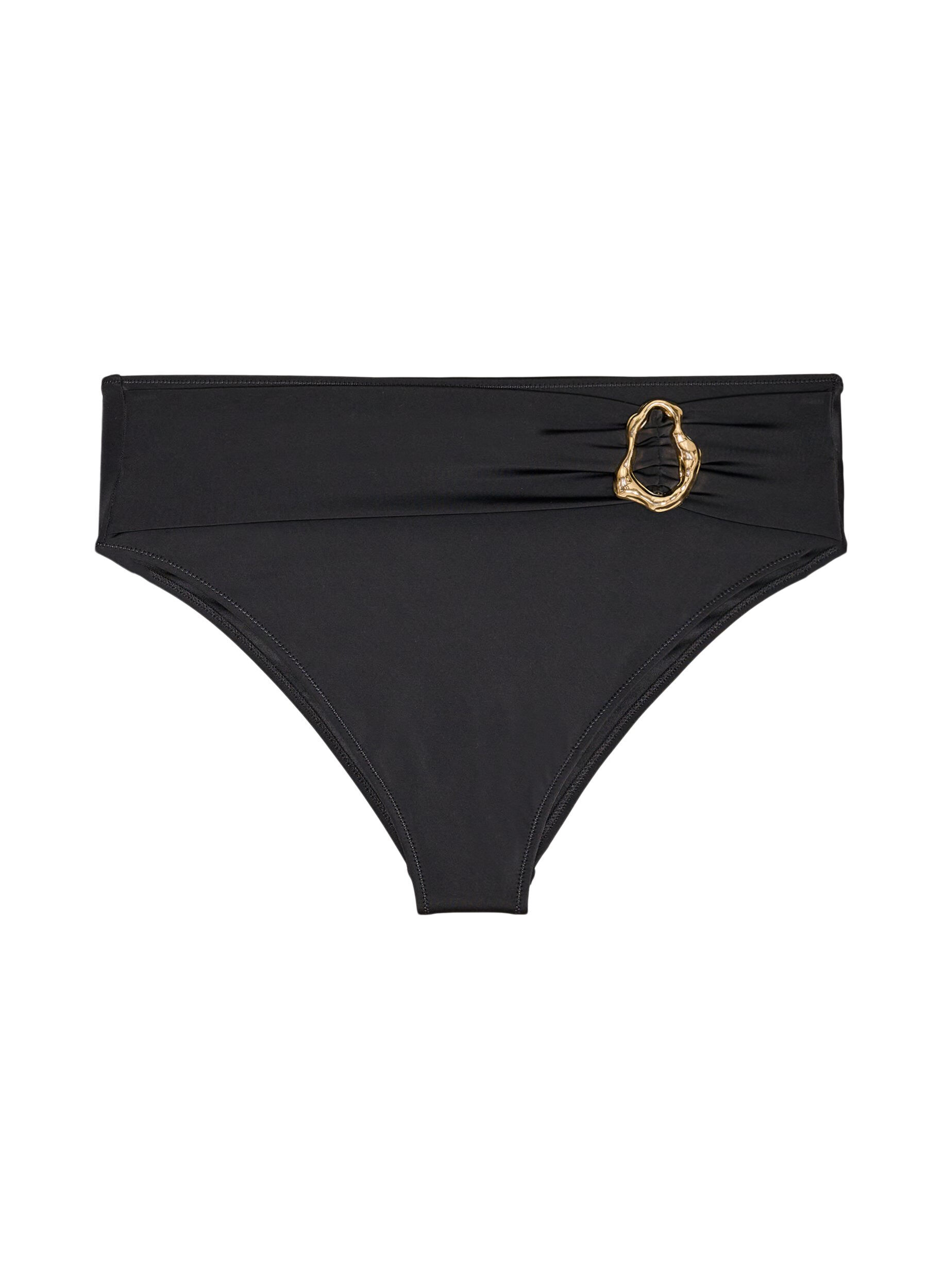 ZizzifashionHigh-waisted Tai bikini briefs with gold detail, Black, Packshot image number 0
