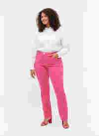 Emily jeans with normal waist and slim fit, Shock. Pink, Model