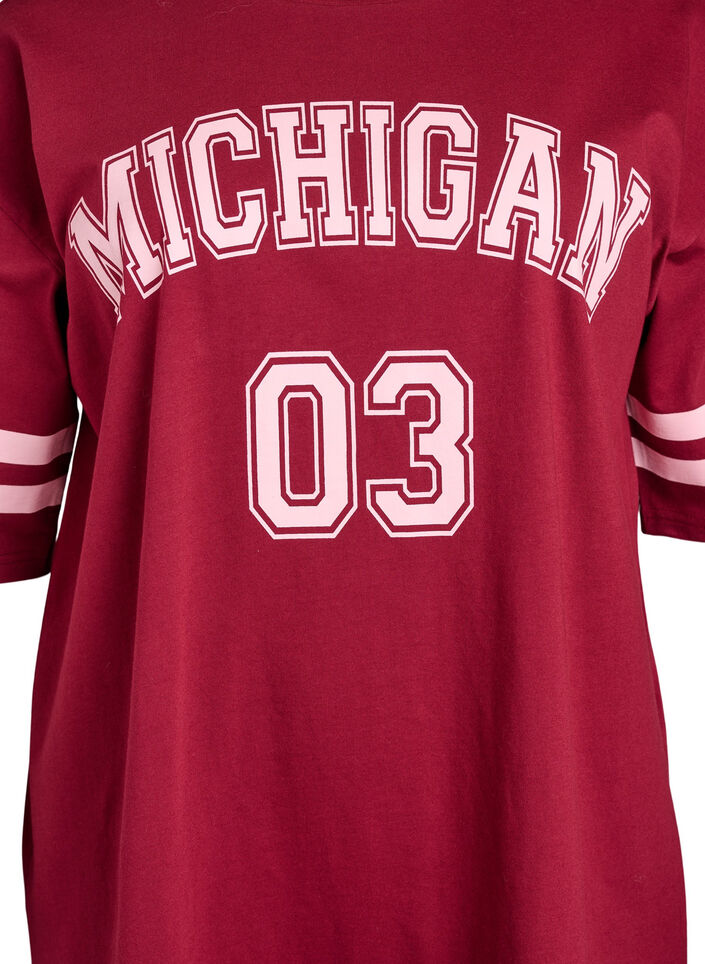 Sporty oversized college T-shirt, Red, Packshot image number 2