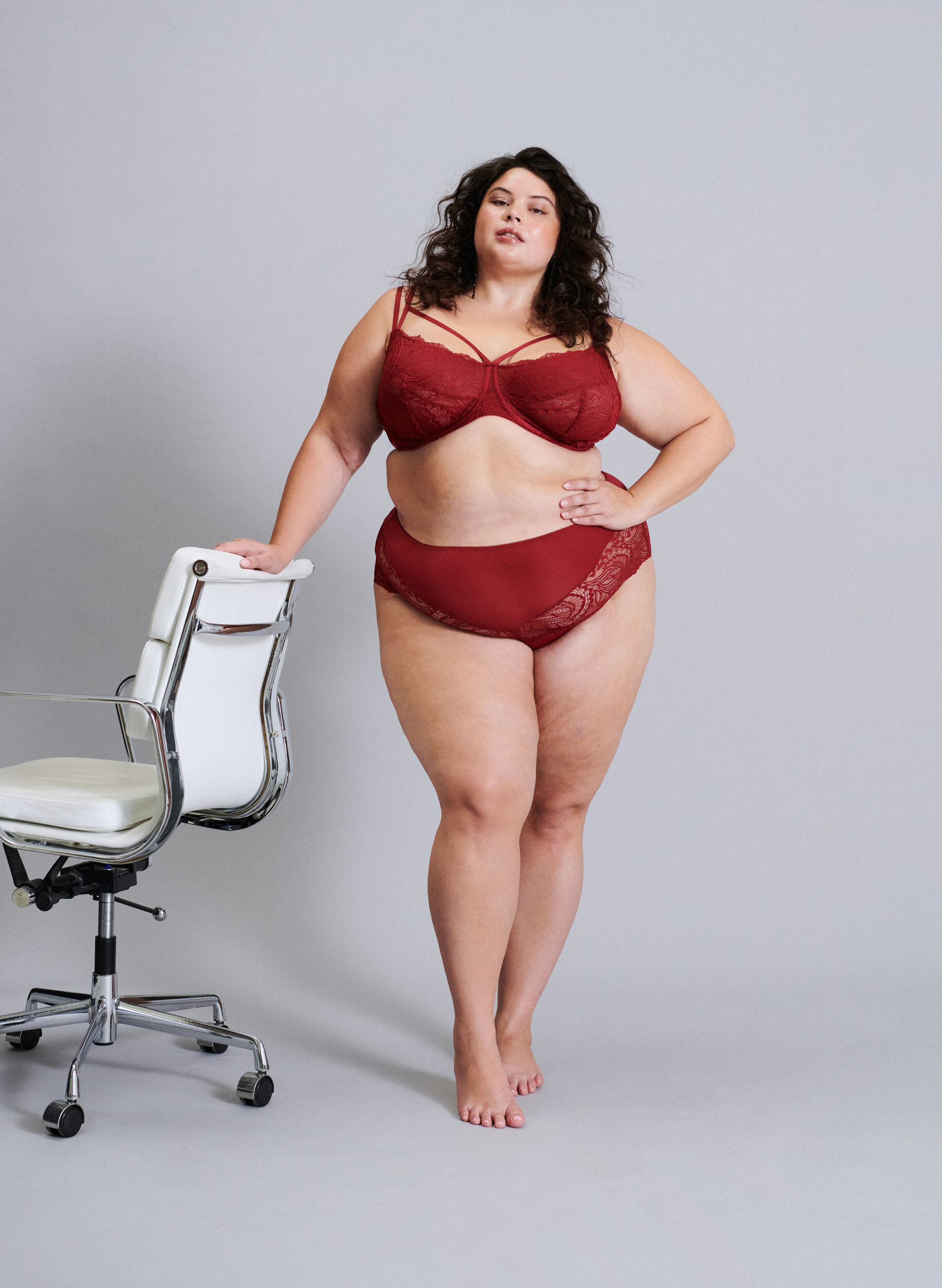 ZizzifashionHigh-waisted hipster thong with lace, Red, Image image number 0