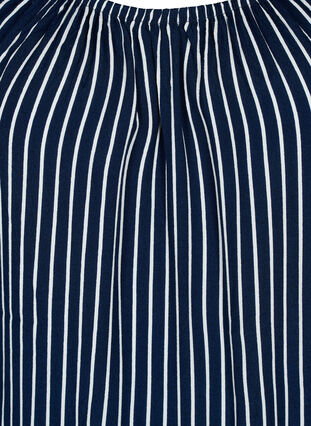 Plain viscose blouse with short sleeves, Navy B./White Stripe, Packshot image number 2