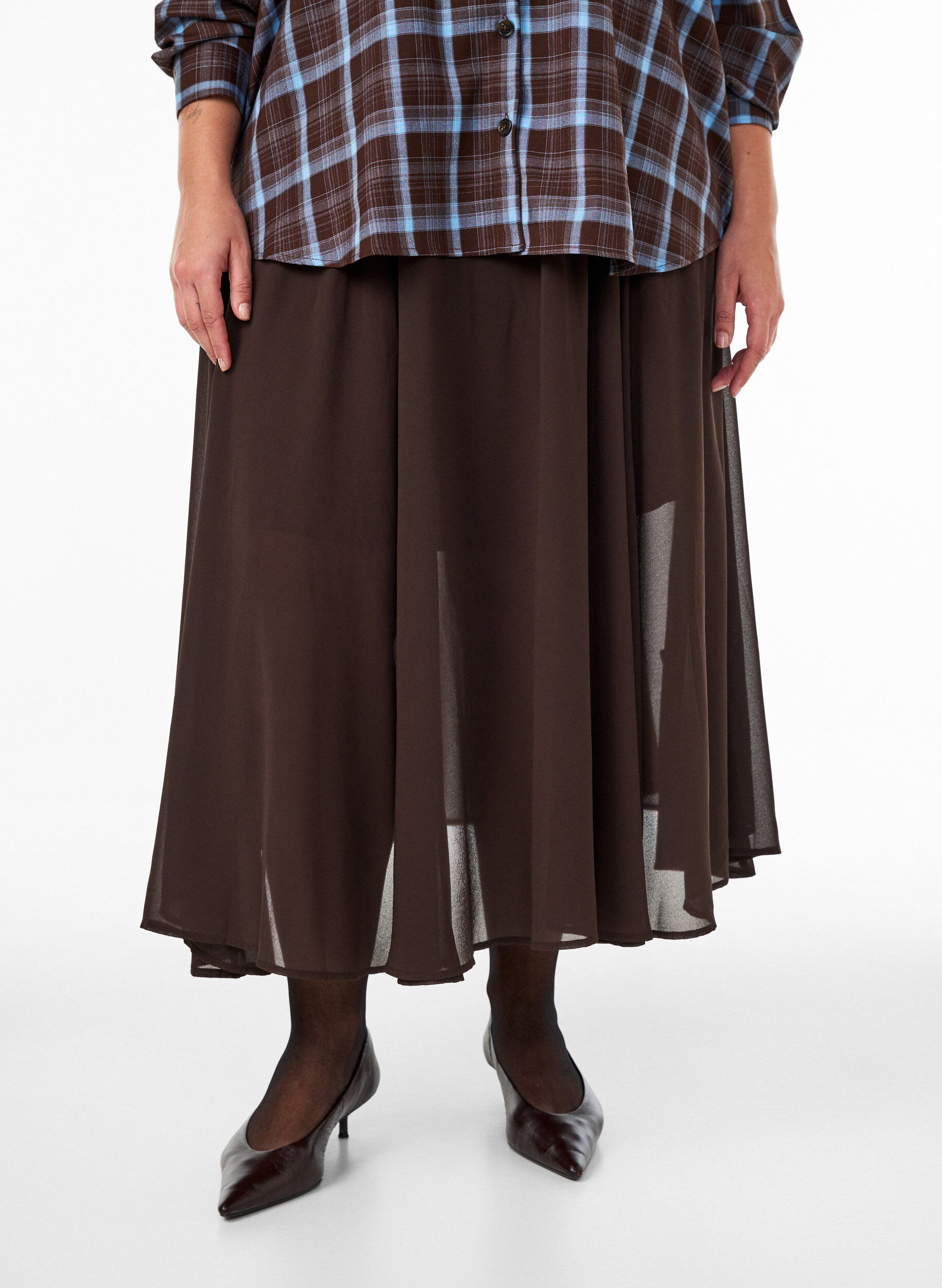 ZizzifashionA-line midi skirt, Brown, Model image number 2