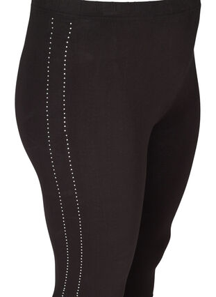 Viscose leggings with stones on the side, Black, Packshot image number 2