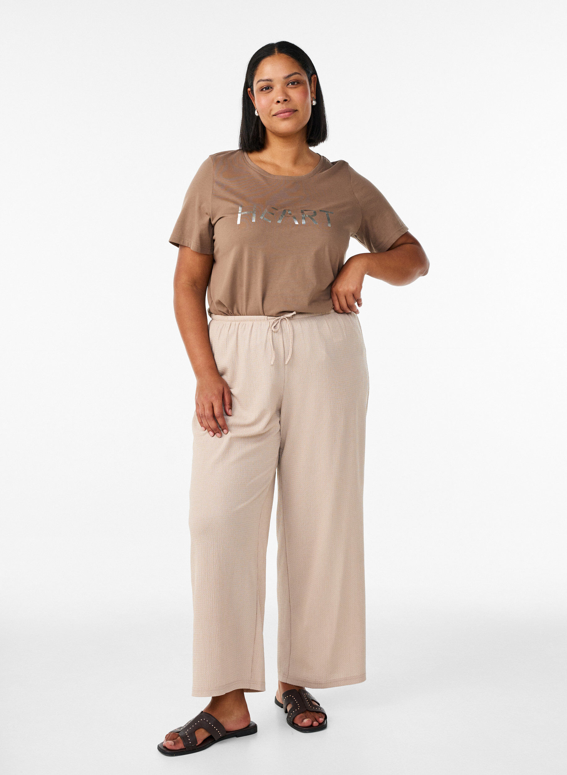 Zizzifashion T-shirt with motif, Brown, Model image number 1