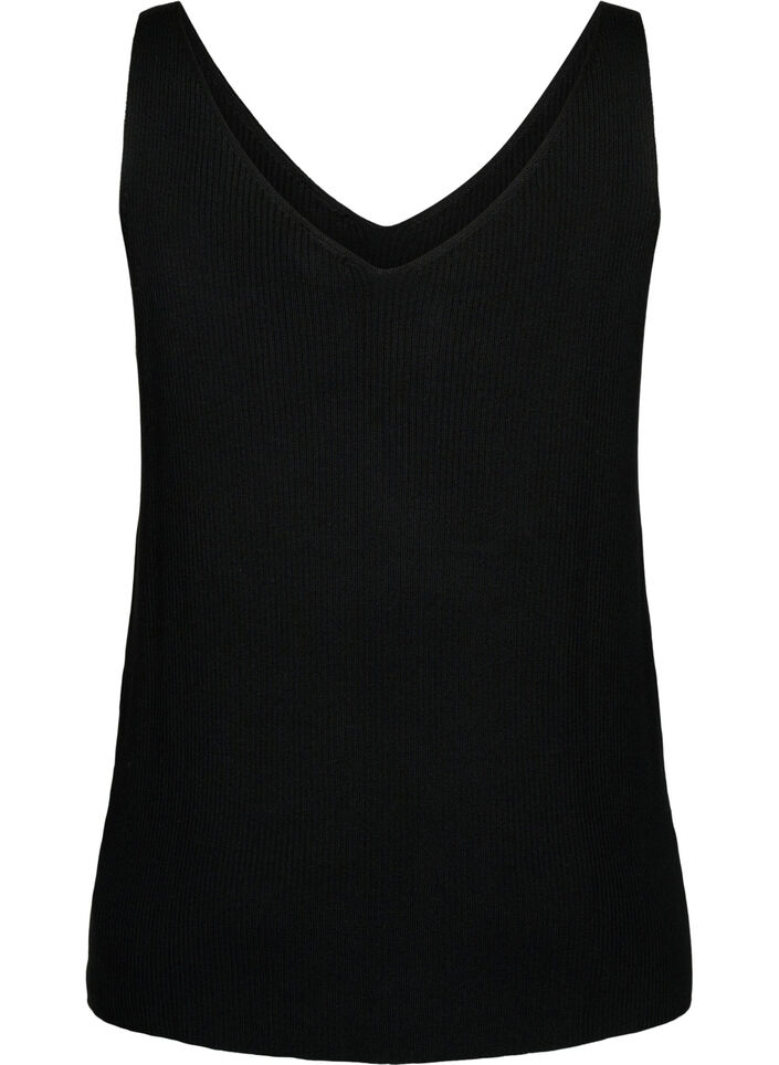 Knitted top with v-neckline, Black, Packshot image number 1