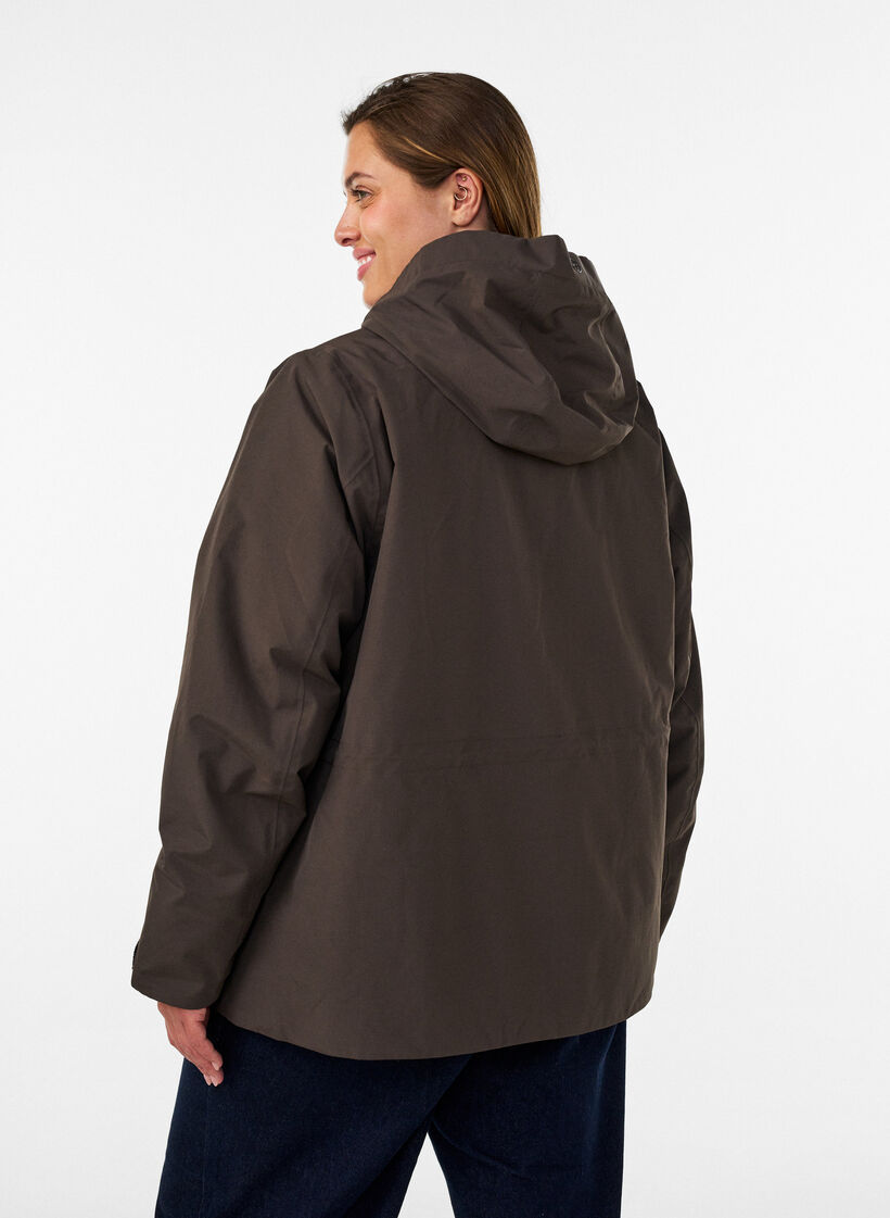 Waterproof winter jacket with detachable hood, Brown, Model image number 2