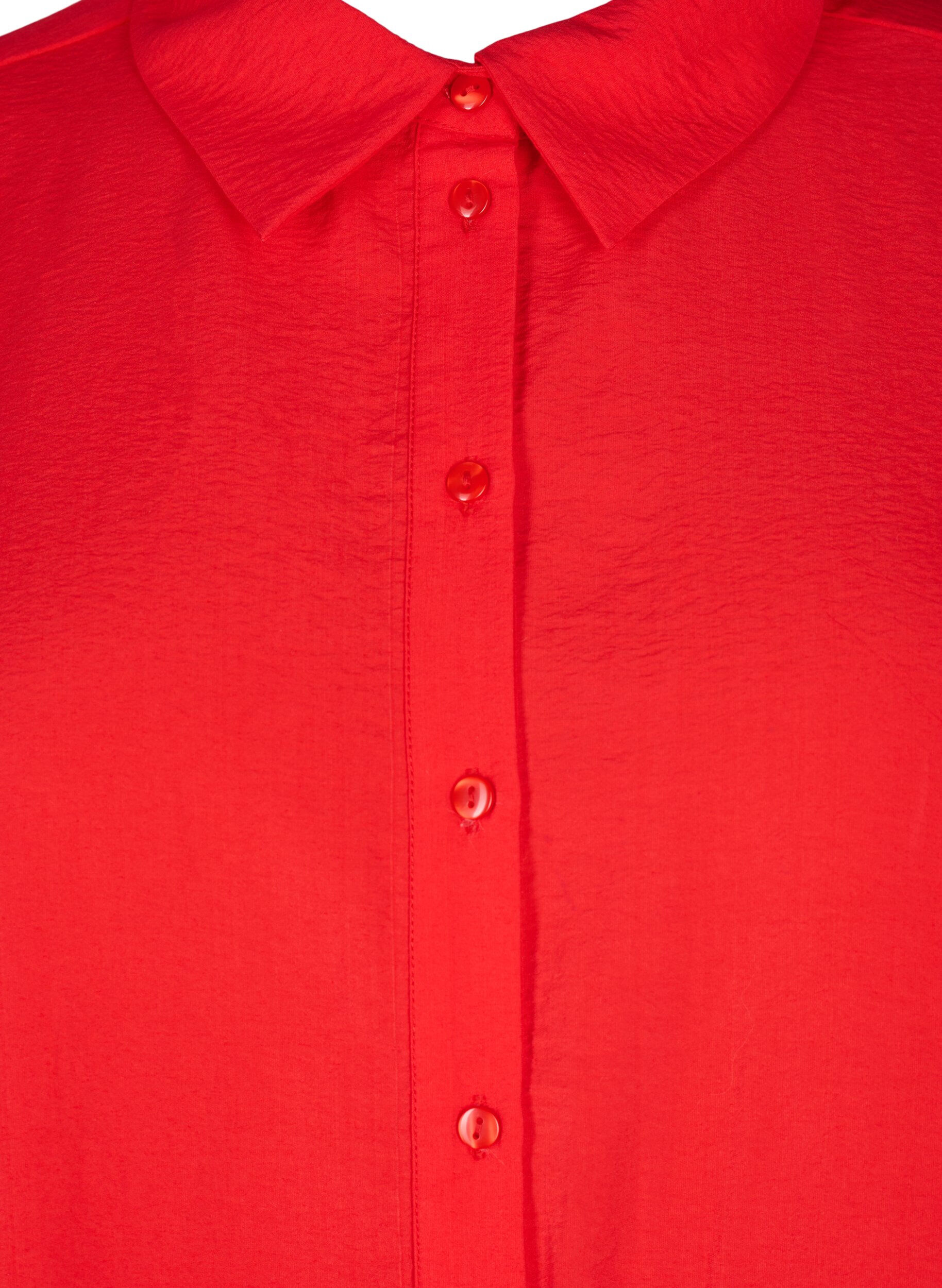 Zizzifashion Shirt with long sleeves and ruffle details, Red, Packshot image number 2
