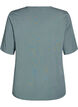 FLASH - Short-sleeved woven blouse with round neck, Green, Packshot image number 1