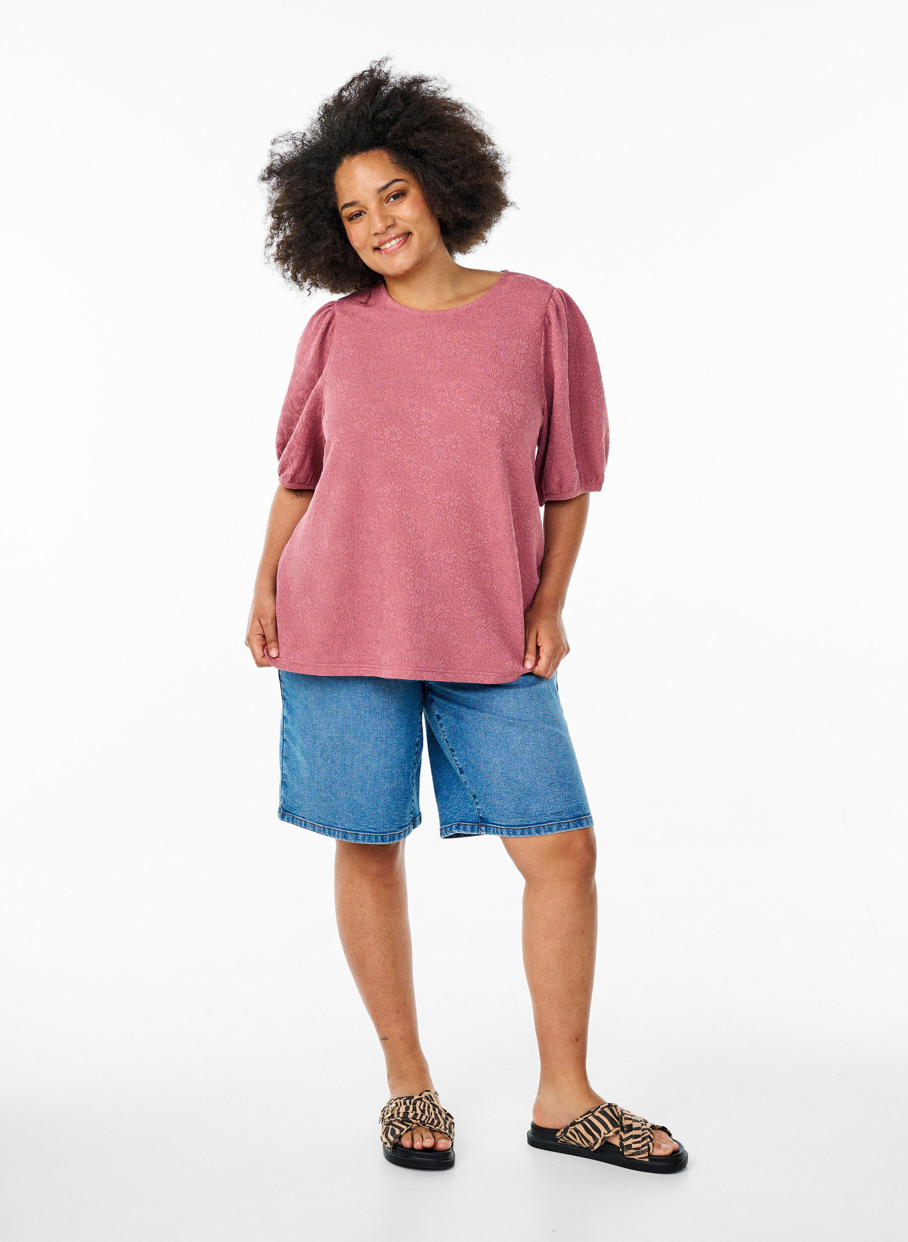 ZizzifashionStructured blouse with short sleeves, Red, Model image number 1