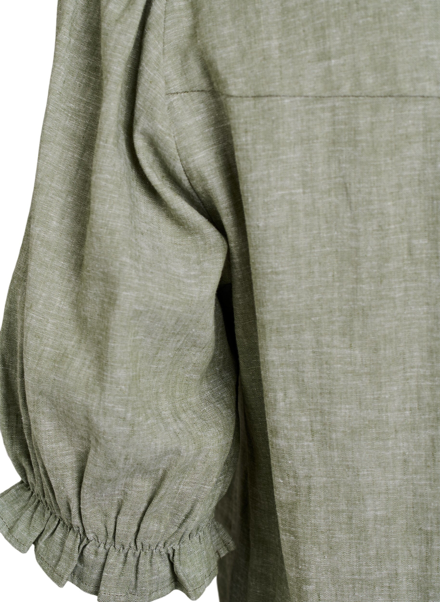 Zizzifashion Blouse in linen and viscose with 1/2 sleeves, Green, Packshot image number 3