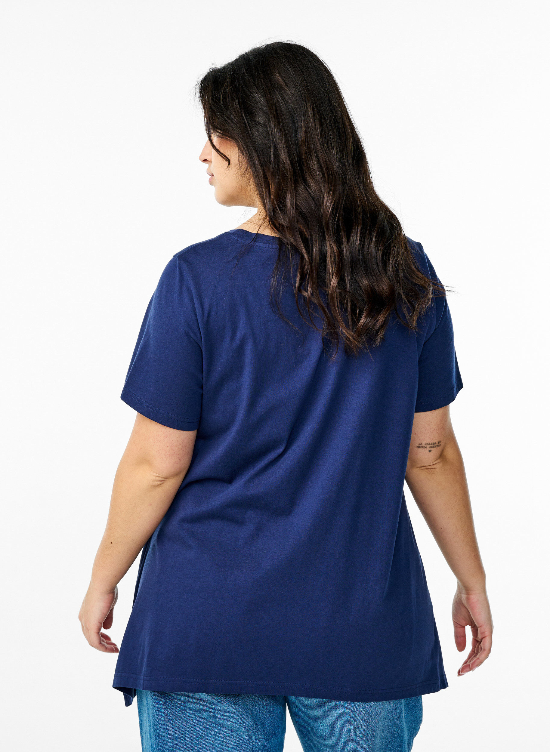 ZizzifashionT-shirt with a round neck and A-line shape, Blue, Model image number 2