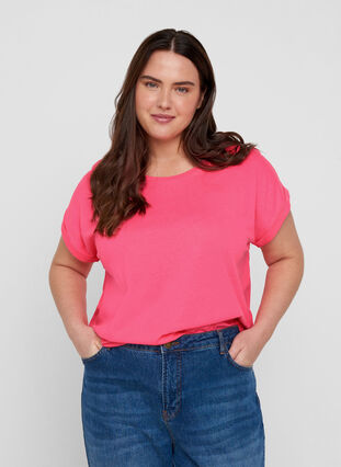 Neon-coloured cotton t-shirt, Neon Pink, Model image number 0