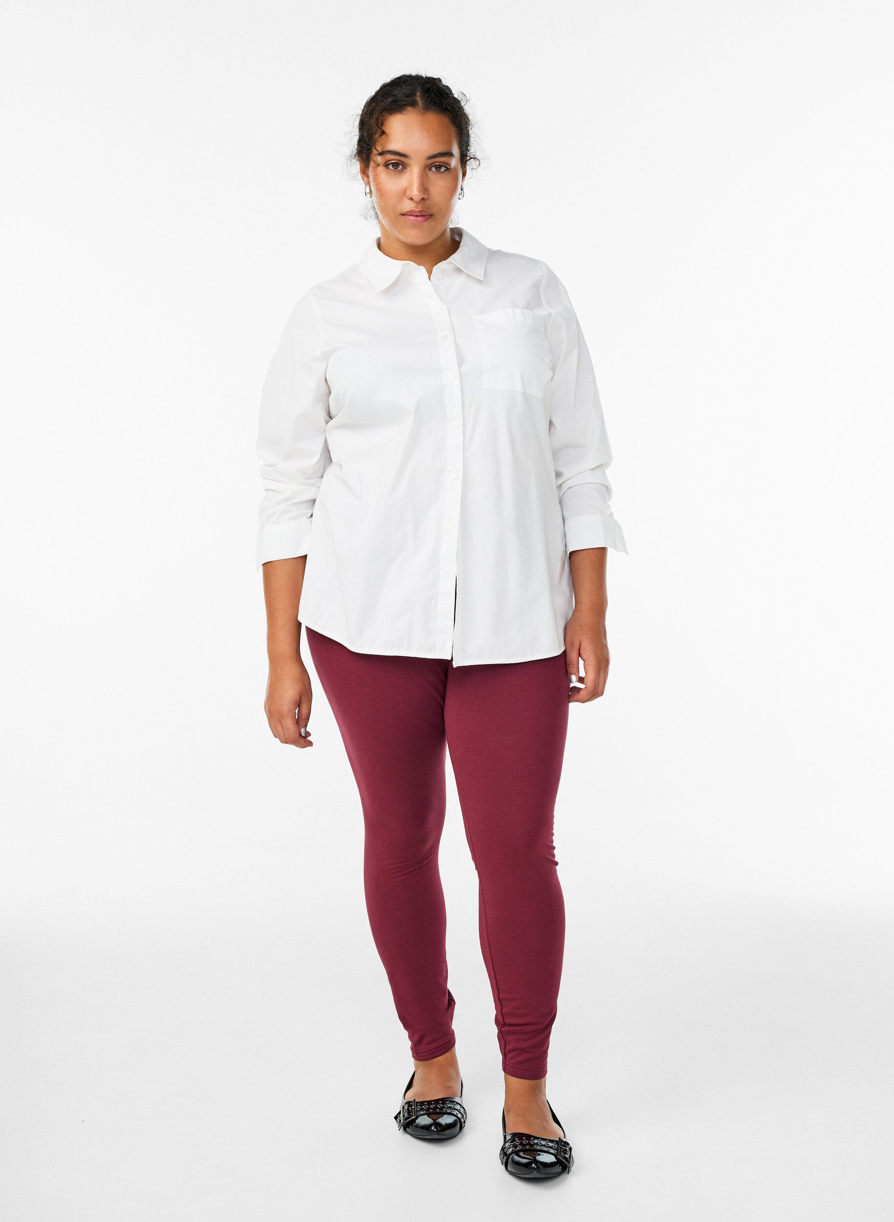 ZizzifashionCotton leggings with lining, Dark Bordeaux, Model image number 1