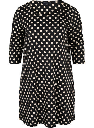 Cotton night dress, Black W. Angora Dot, Packshot image number 0
