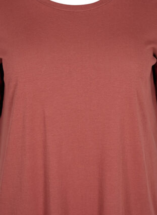 Cotton t-shirt dress with side slits, Mahogany, Packshot image number 2