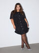 Short dress with rose print and buttons, Black, Model image number 1