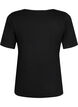 Short-sleeved cotton top in rib, Black, Packshot image number 1