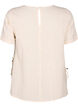 Short-sleeved blouse in a cotton blend with linen and lace detail, Sandshell, Packshot image number 1