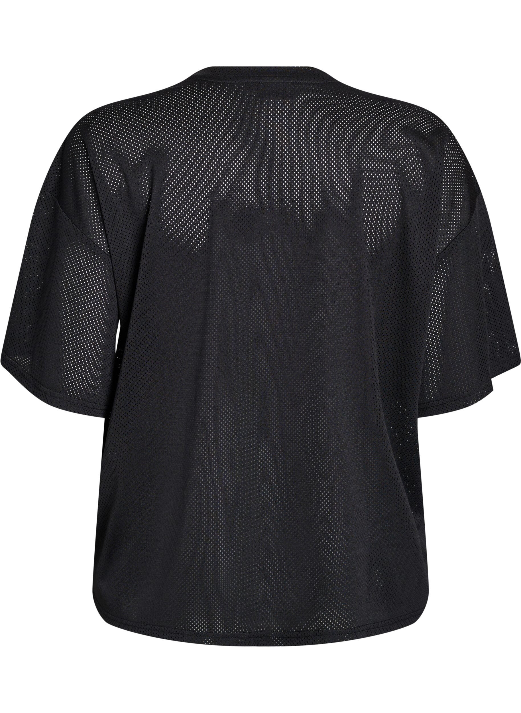 Zizzifashion Sporty T-shirt with front print, Black, Packshot image number 1