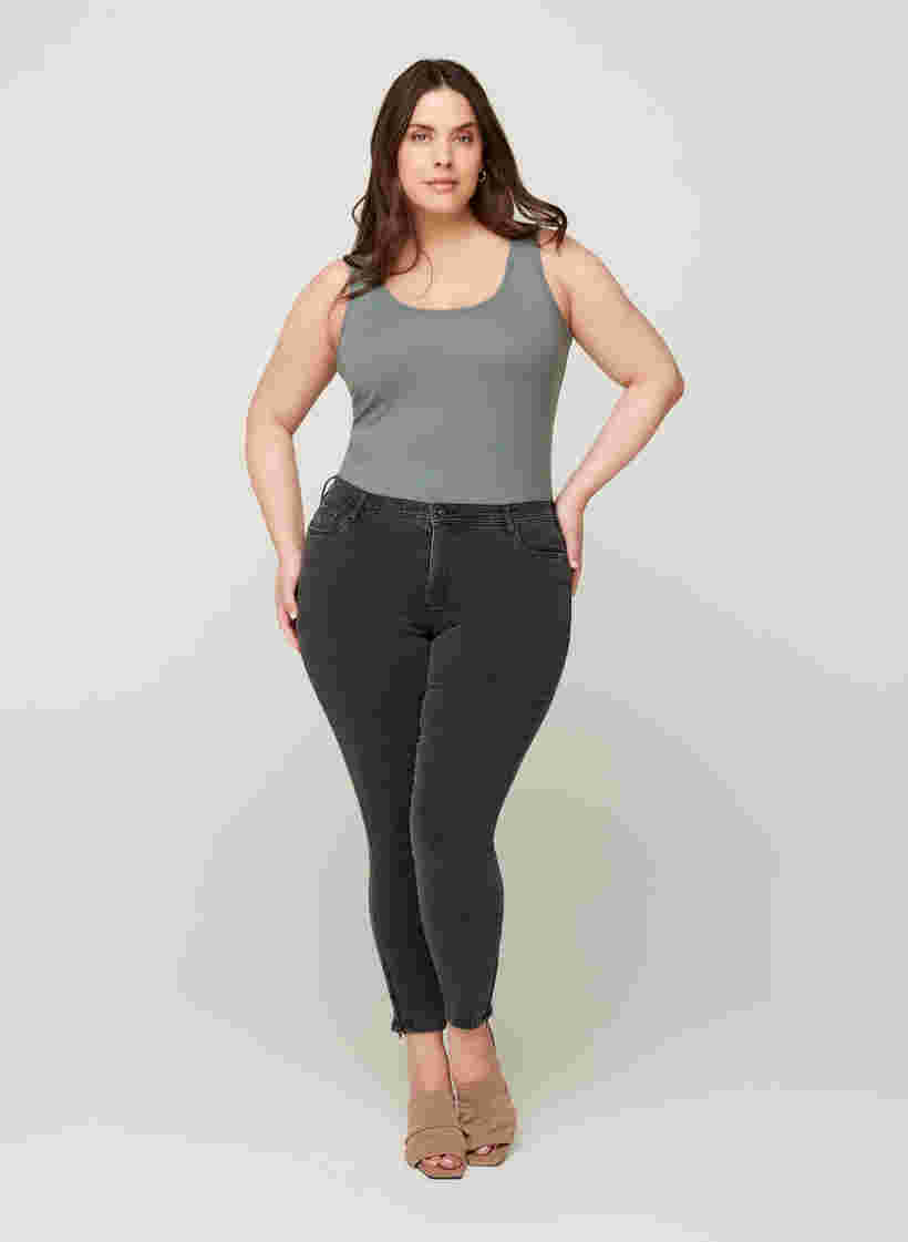 Cropped Amy jeans with a zip, Grey Denim, Model image number 0