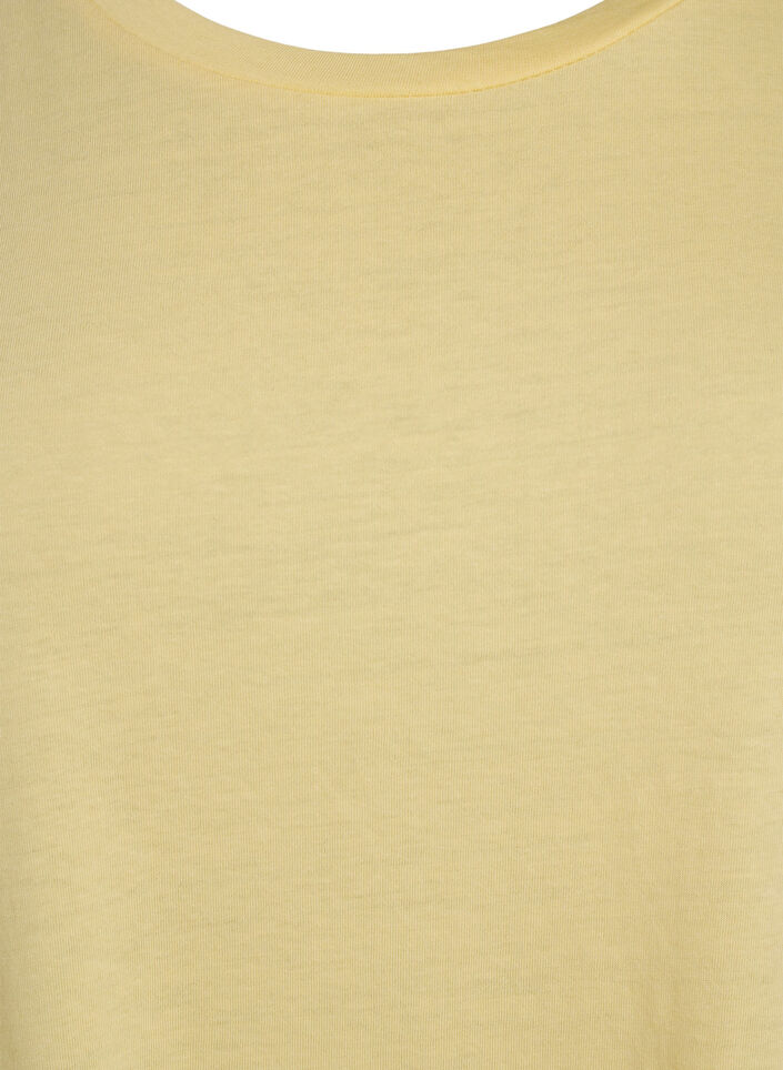 Short-sleeved cotton blend t-shirt, Yellow, Packshot image number 2