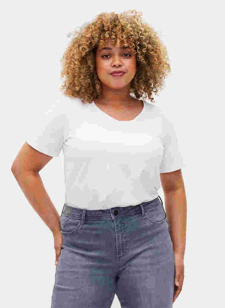 Basic plain cotton t-shirt, Bright White, Model image number 0