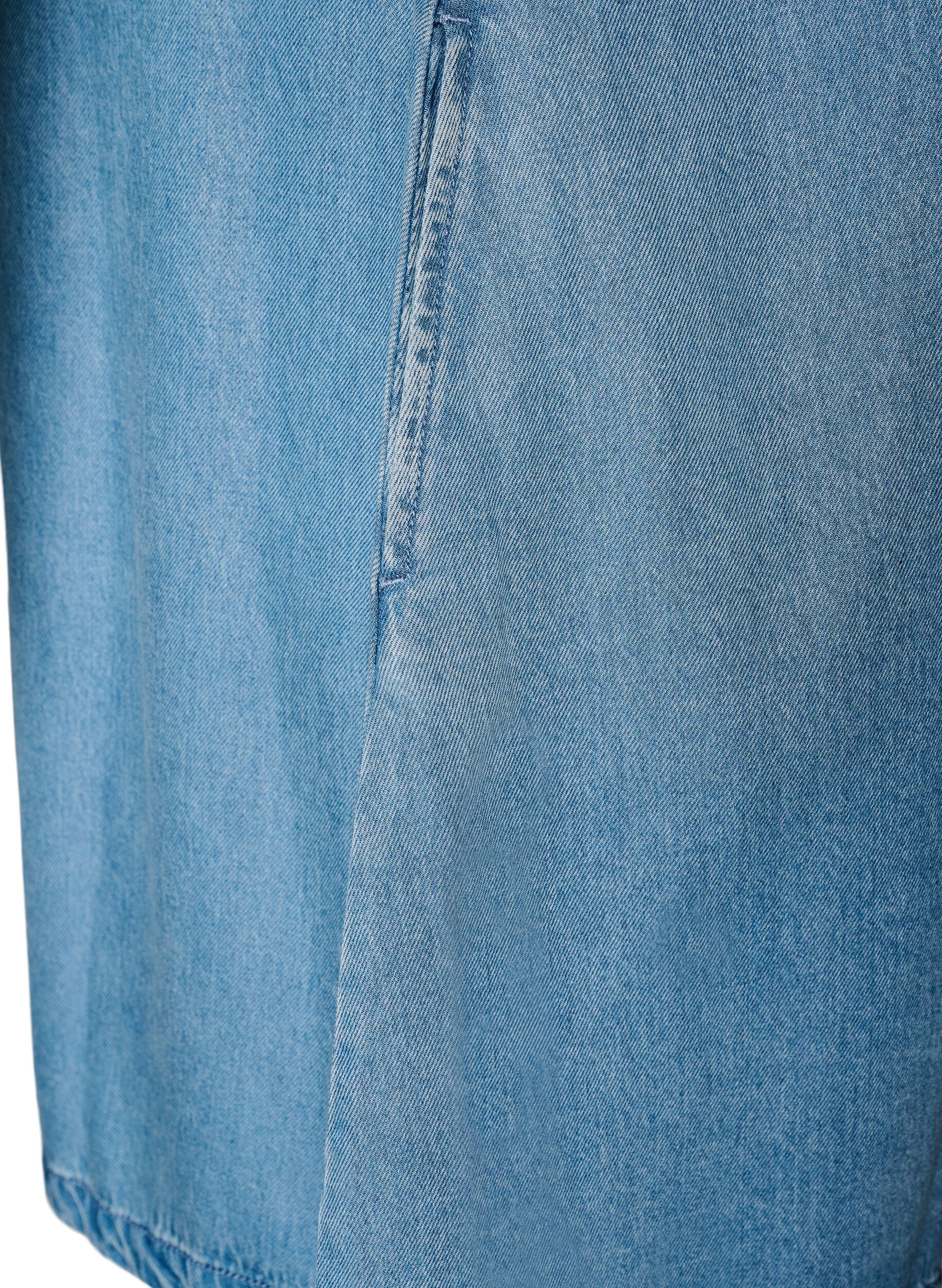 ZizzifashionDenim dress in lyocell with buttons and short sleeves, Light Blue, Packshot image number 3