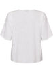 Short-sleeved cotton shirt with a V-neck, White, Packshot image number 1