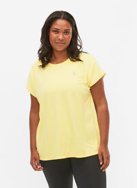 Short sleeved workout t-shirt, Lemon Meringue, Model