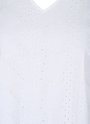 Short-sleeved cotton dress with broderie anglaise, Bright White, Packshot image number 2