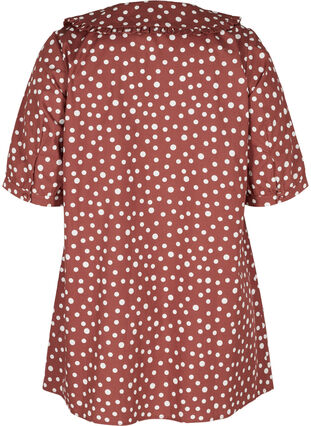 Short-sleeved cotton tunic with dots, Marsala AOP, Packshot image number 1