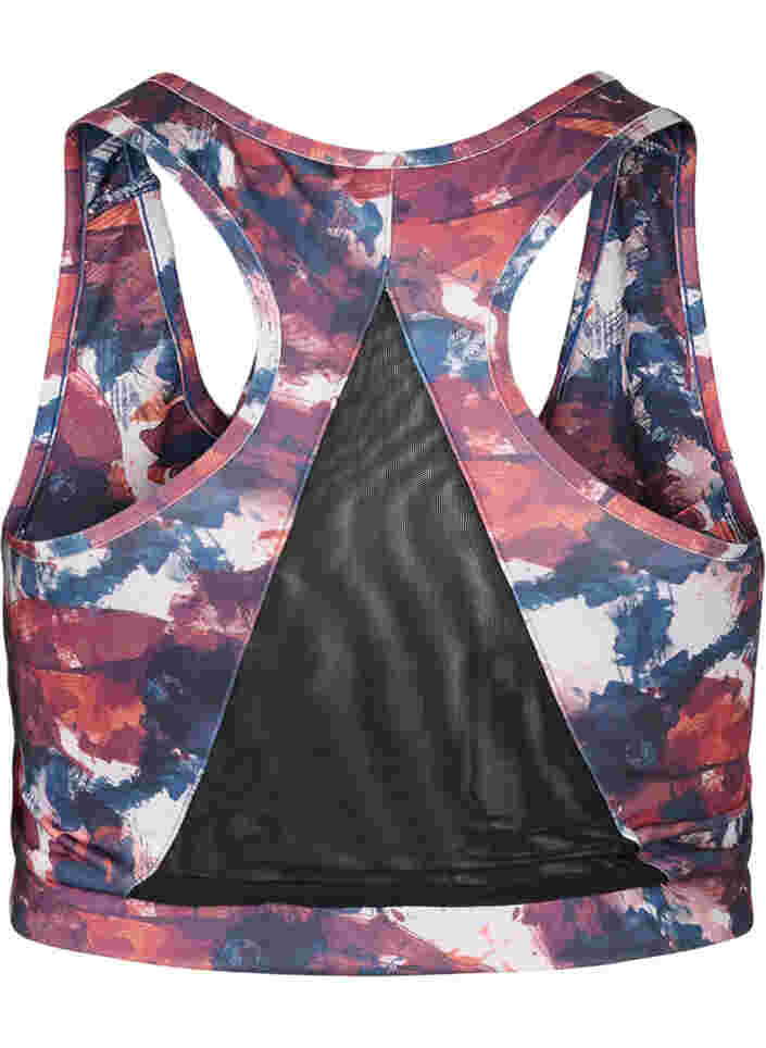 Printed sports bra with mesh back, Cloud Print, Packshot image number 1