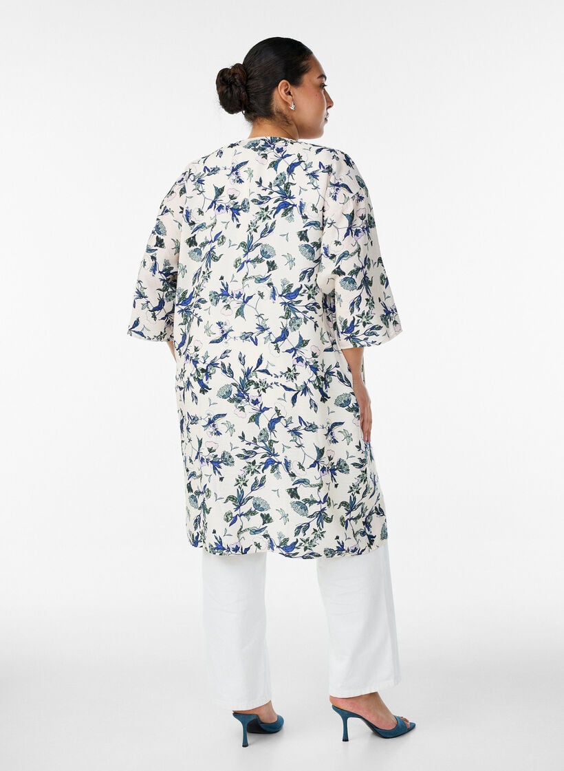 Viscose kimono with 3/4 sleeves, Blue, Model image number 2