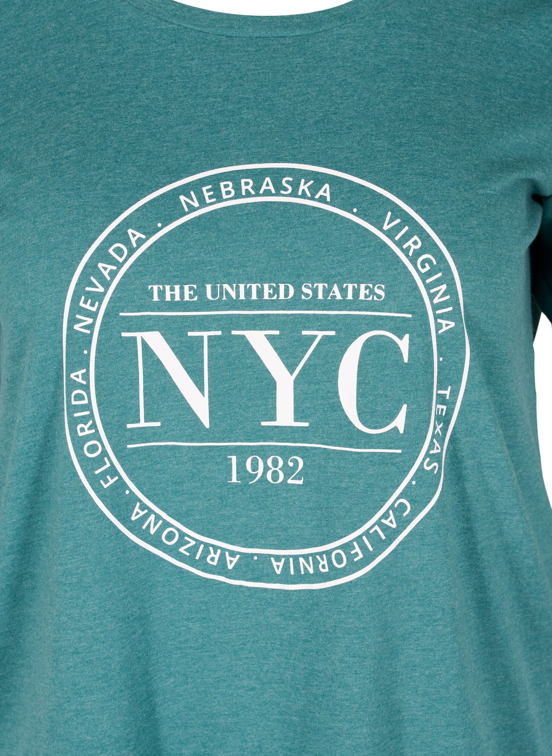 Zizzifashion Mottled t-shirt with print and short sleeves, Pacific Mel., Packshot image number 2