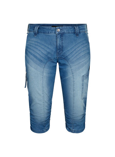 Slim fit capri jeans with pockets, Light blue denim, Packshot image number 0