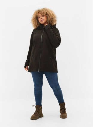 Short softshell jacket with detachable hood, Black, Model image number 4