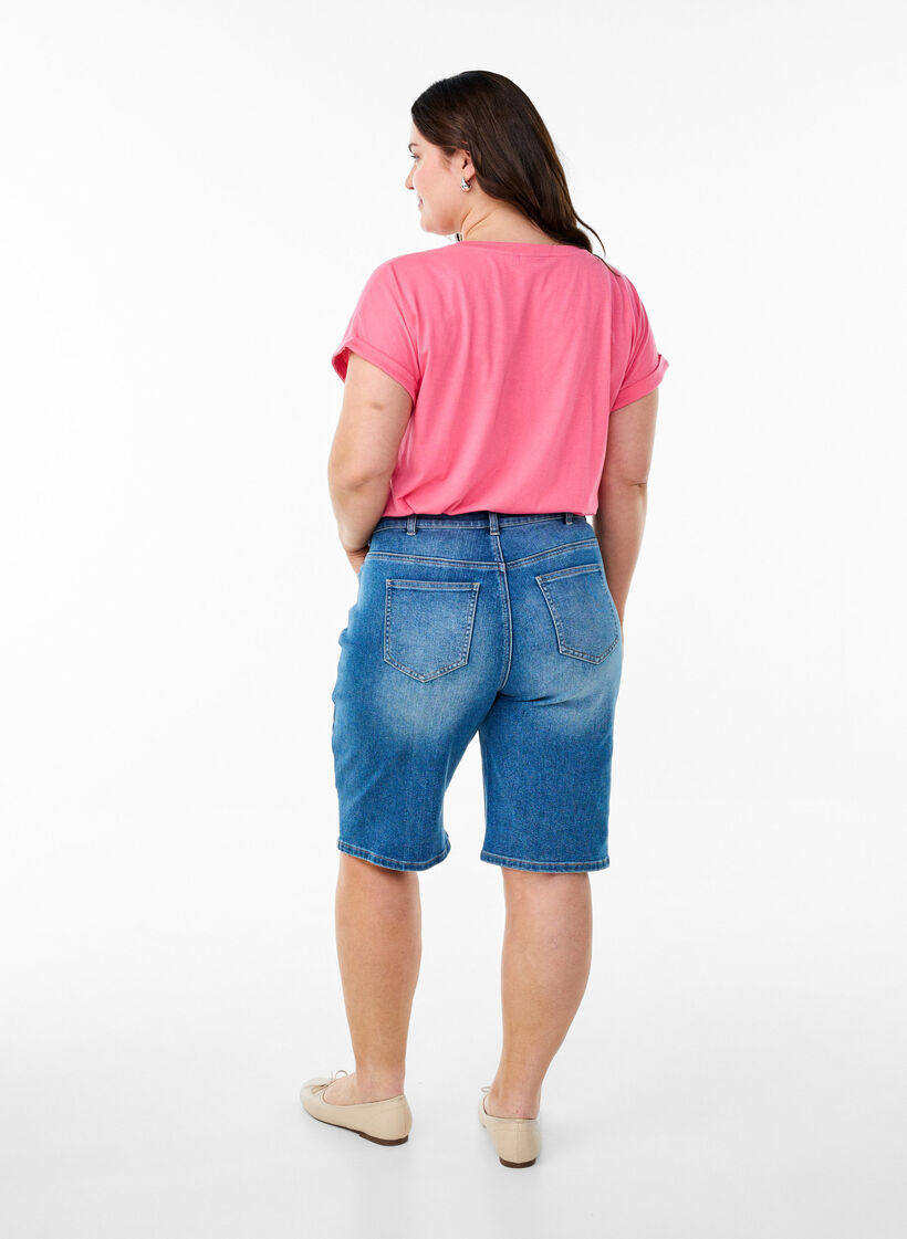 Short sleeve cotton blend T-shirt, Pink, Model image number 2