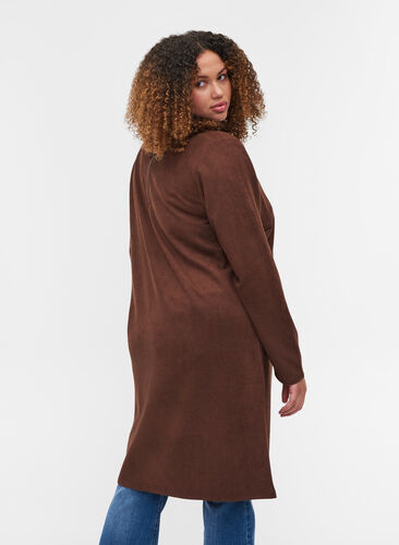 Plain 3/4 sleeve dress with rounded neckline, Rocky Road, Model image number 1