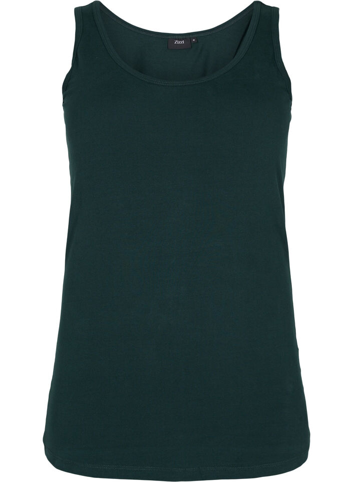 Solid color basic top in cotton, Green, Packshot image number 0