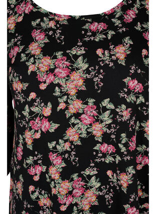 Cotton night dress, Black Pink Oran Flow, Packshot image number 2