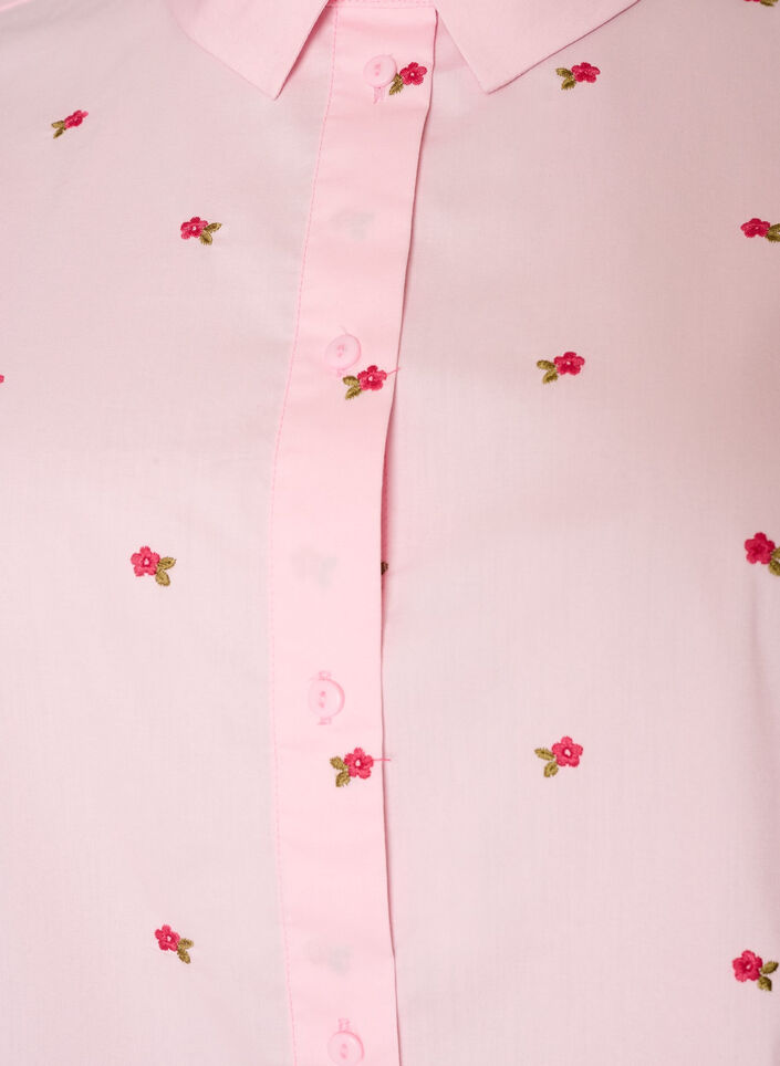 Shirt with embroidered flowers, Pink, Packshot image number 2