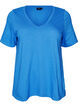 Short-sleeved basic t-shirt with v-neck, Blue, Packshot image number 0